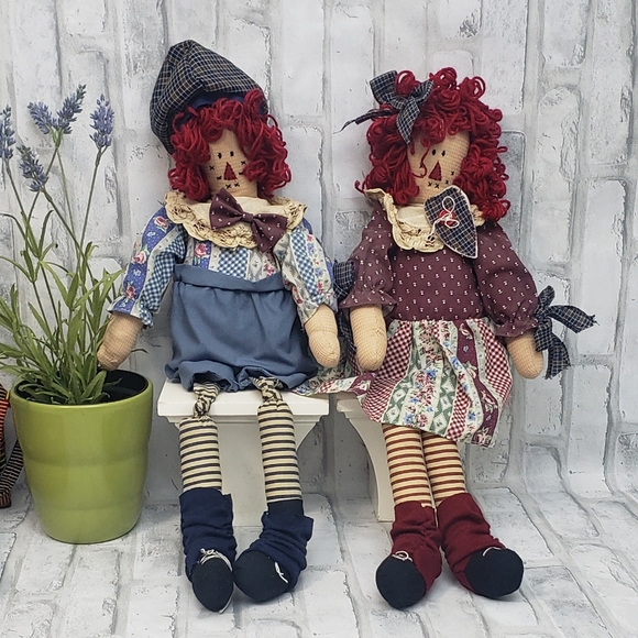 TENDER HEARTED COLLECTIBLES Boy and Girl Shelf Sitting Rag Dolls